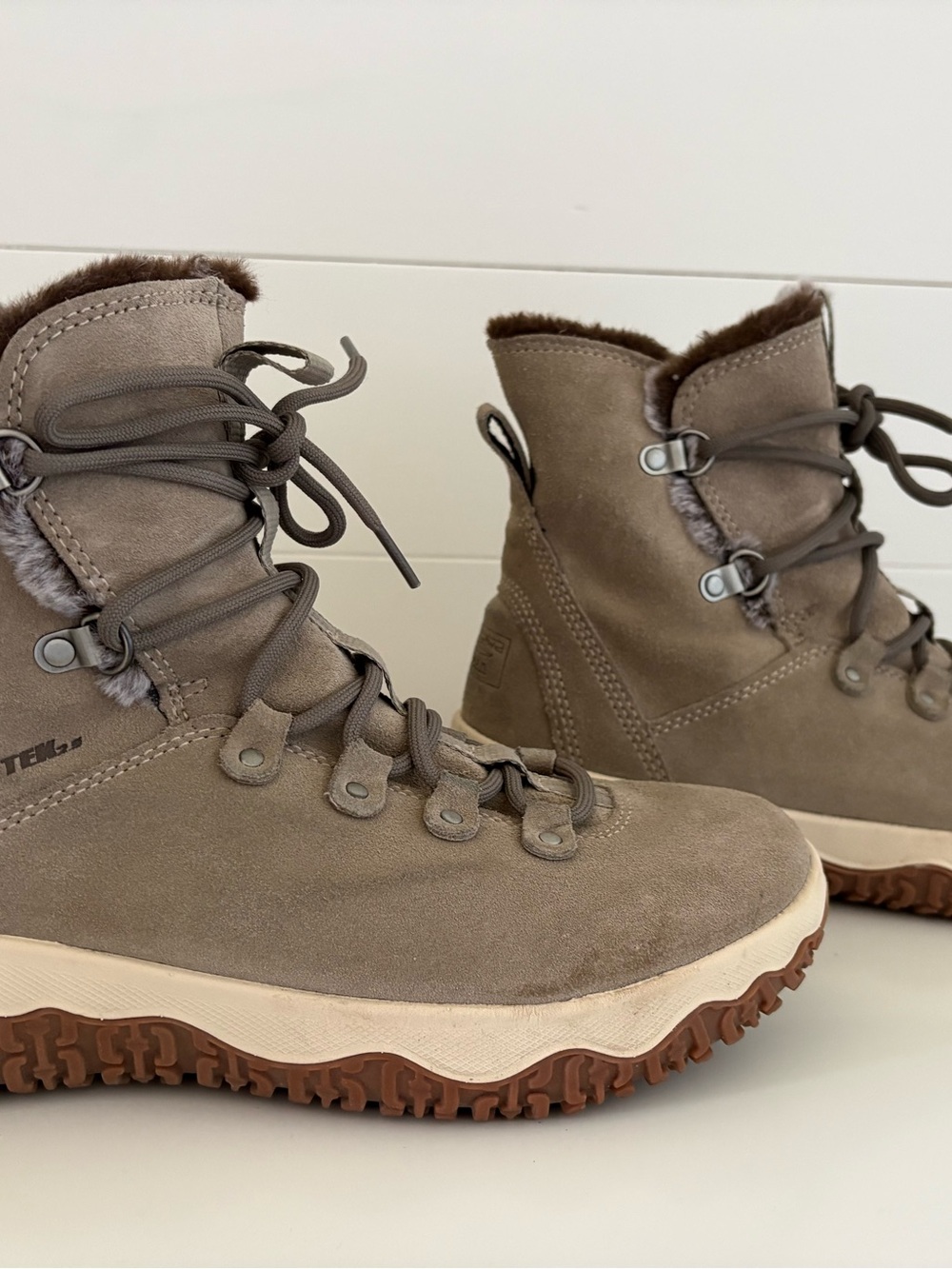 L.L. Bean Taupe Suede Winter Lace-Up Boots